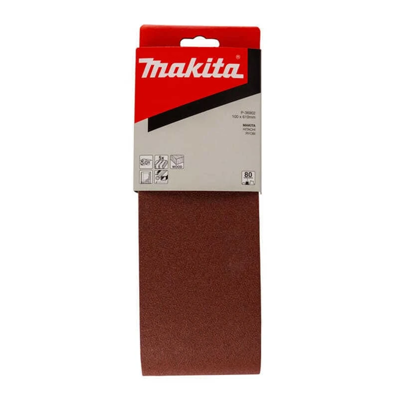 Bandes Abrasives 100x610 Mm Pour Bois Métal Grain 80 (5 Pcs) - MAKITA P-36902 4 Bandes Abrasives 100x610 Mm Pour Bois Métal Grain 80 (5 Pcs) - MAKITA P-36902 – Image 2