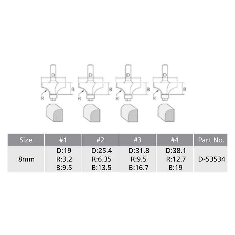 Coffret De 4 Fraises à Bois Sur Queue De 8 Mm - MAKITA D-53534 4 Coffret De 4 Fraises à Bois Sur Queue De 8 Mm - MAKITA D-53534 – Image 2