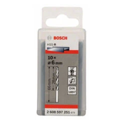 Forets à Carrosserie Laminés HSS-R, DIN 1897 6 X 28 X 66 Mm (10 Pcs) - BOSCH 2608597251 6 Forets à Carrosserie Laminés HSS-R, DIN 1897 6 X 28 X 66 Mm (10 Pcs) - BOSCH 2608597251 -Magasin D'Outils Pour La Maison coffret foret bosch 2608597251 1
