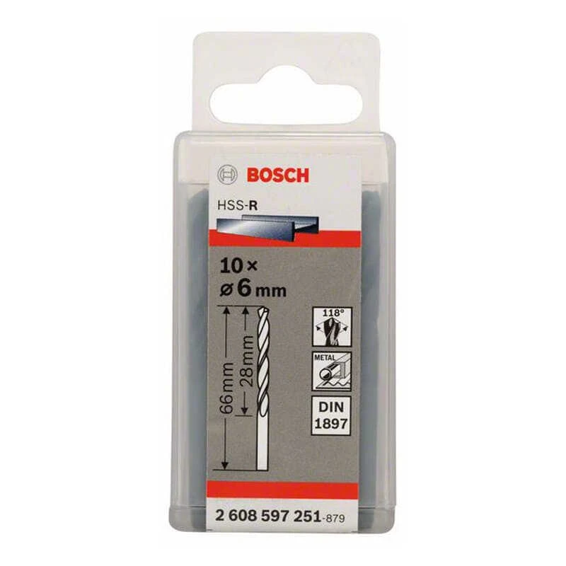 Forets à Carrosserie Laminés HSS-R, DIN 1897 6 X 28 X 66 Mm (10 Pcs) - BOSCH 2608597251 4 Forets à Carrosserie Laminés HSS-R, DIN 1897 6 X 28 X 66 Mm (10 Pcs) - BOSCH 2608597251 – Image 2