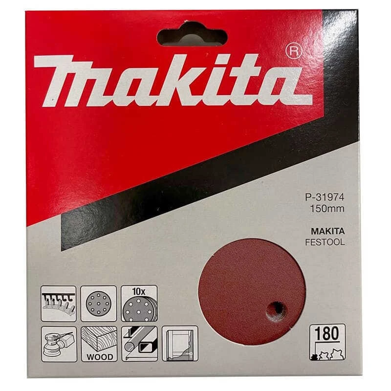 Disques Abrasifs Ø150 Mm Auto-agrippant Grain 180 8 + 1 Trous (10 Pcs) - MAKITA P-31974 4 Disques Abrasifs Ø150 Mm Auto-agrippant Grain 180 8 + 1 Trous (10 Pcs) - MAKITA P-31974 – Image 2