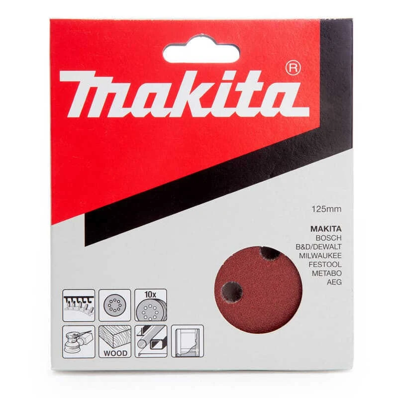 Disques Abrasifs Ø125 Mm Red Velcro Grain 100 Bois/métal (10 Pcs) - MAKITA P-43561 4 Disques Abrasifs Ø125 Mm Red Velcro Grain 100 Bois/métal (10 Pcs) - MAKITA P-43561 – Image 2