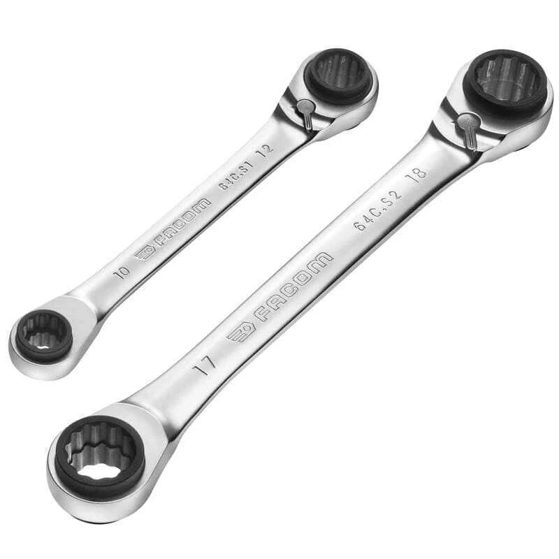 Jeu De Deux Clés Droites Polygonales à Cliquet Multi-ouvertures - FACOM 64C.J2PB 3 Jeu De Deux Clés Droites Polygonales à Cliquet Multi-ouvertures - FACOM 64C.J2PB