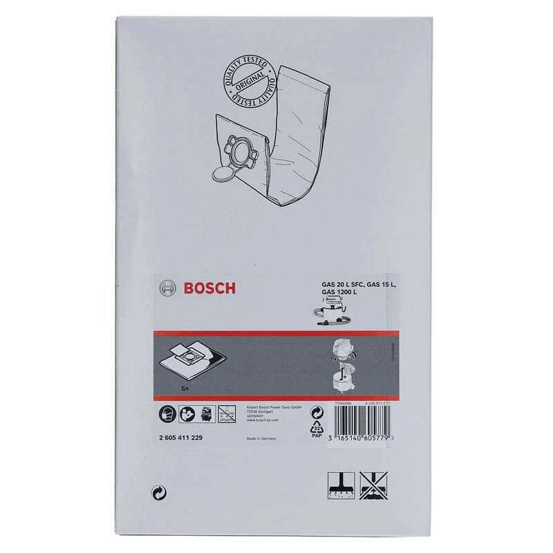 Sacs Filtres Pour Aspirateurs GAS 20 L SFC, GAS 15 L, GAS 1200 L (5pcs) - BOSCH 2605411229 3 Sacs Filtres Pour Aspirateurs GAS 20 L SFC, GAS 15 L, GAS 1200 L (5pcs) - BOSCH 2605411229 – Image 2